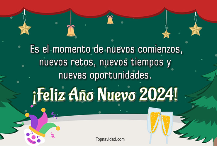 Tarjetas Bonitas de Feliz Año Nuevo 2024 para compartir