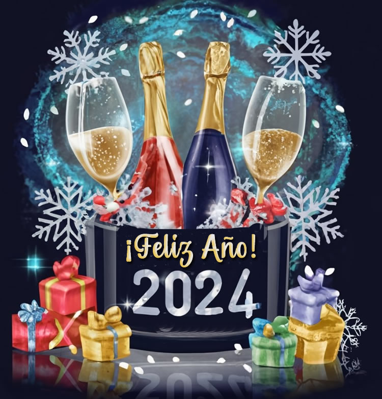 Tarjetas Virtuales de Feliz Año Nuevo 2024 para Felicitar